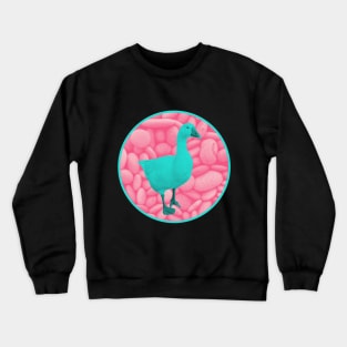 Mint green goose with rose blush pebbles Crewneck Sweatshirt